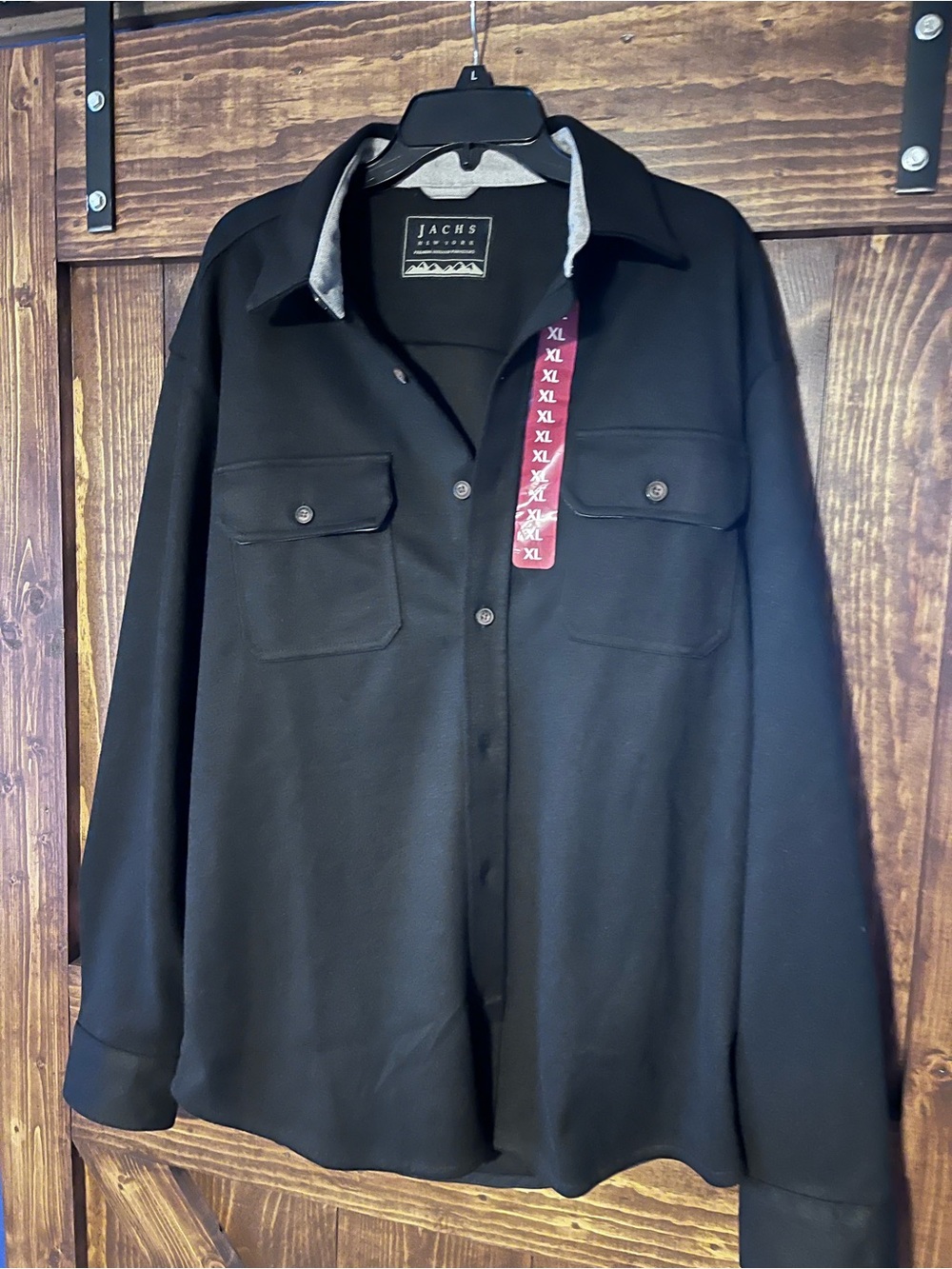 Jachs Men’s Black Long-Sleeve Button-Down Shirt Jacket